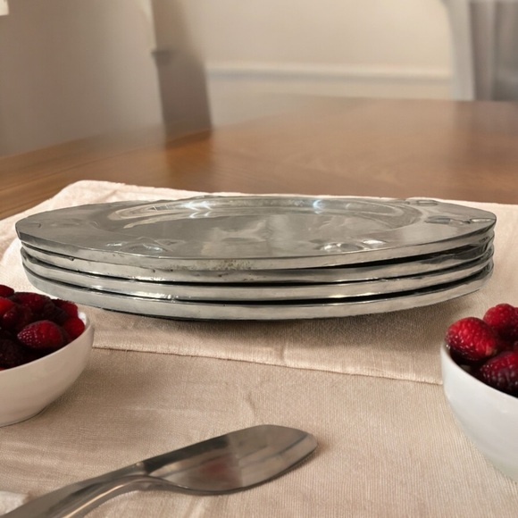 Large Serving Bowl & Set Of 4 Chargers Handcrafted In Mexico STAR Embellishment - Picture 6 of 11